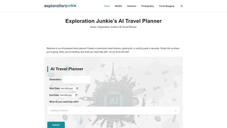 Exploration Junkie's AI Travel Planner screenshot