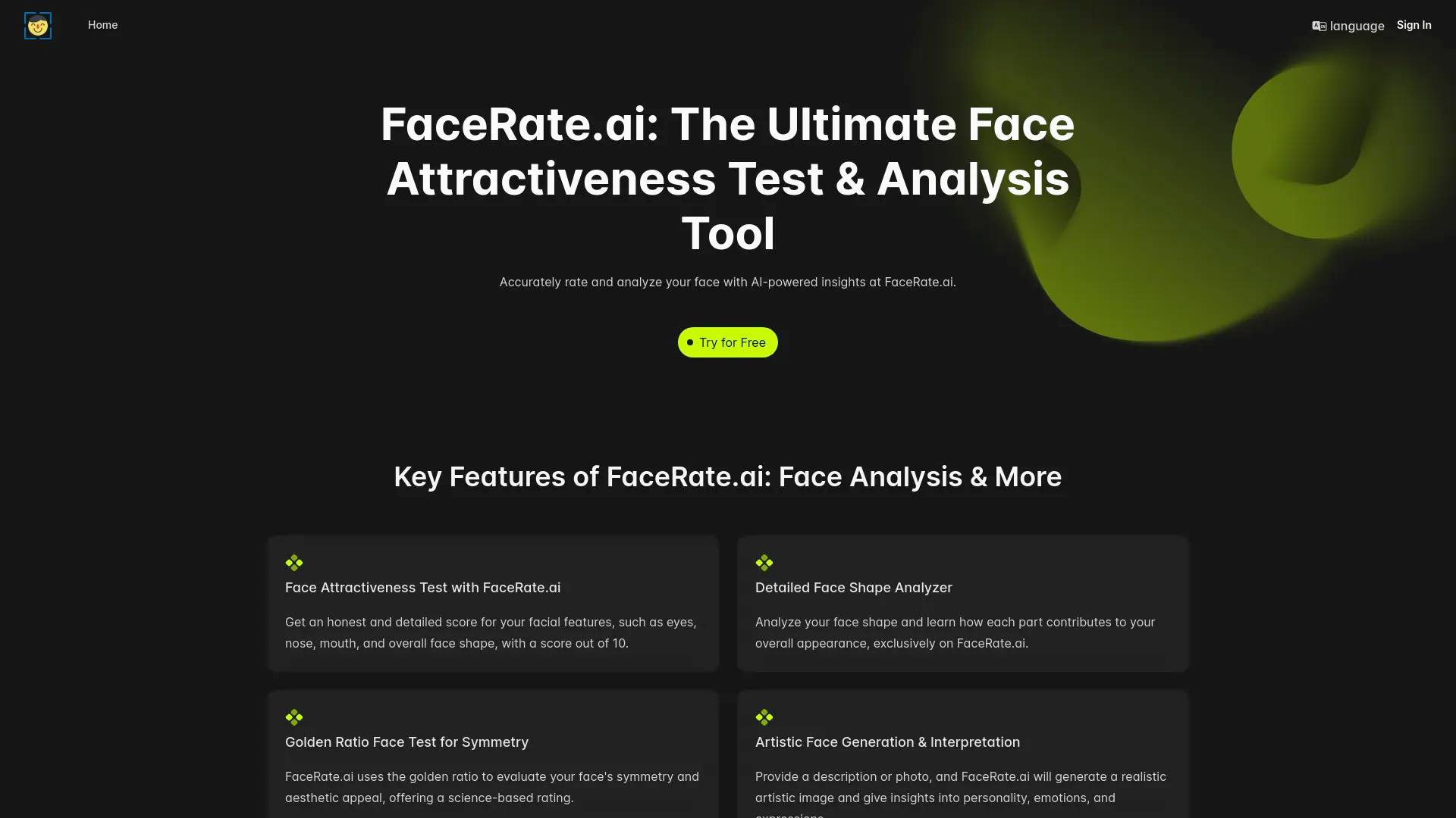 FaceRate.ai: Face Attractiveness Test and Analysis Tool screenshot