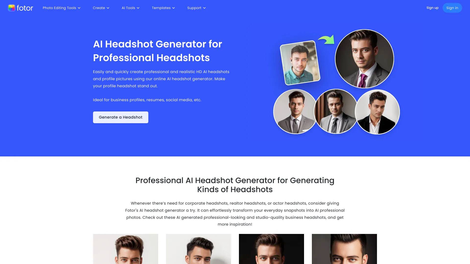 Fotor AI Headshot Generator