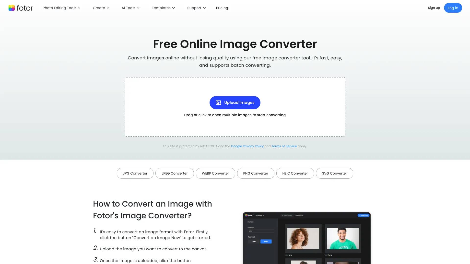 Fotor image converter screenshot