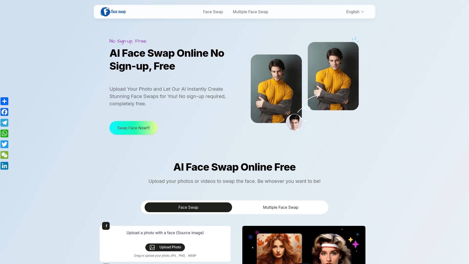 Free AI Face Swap(No sign up,no fee)