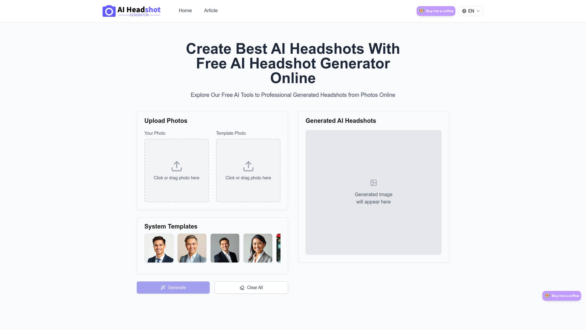 Free AI Headshot Generator screenshot