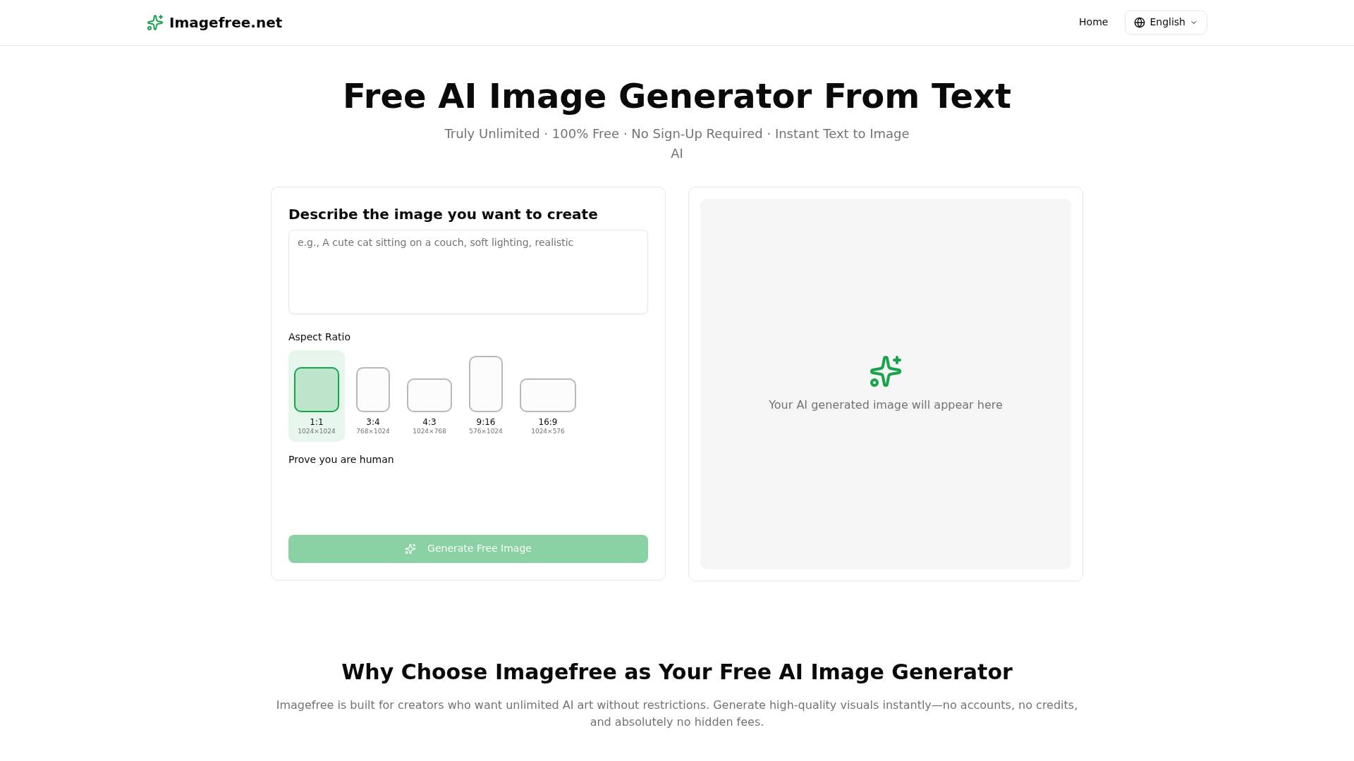 Free AI Image Generator Imagefree