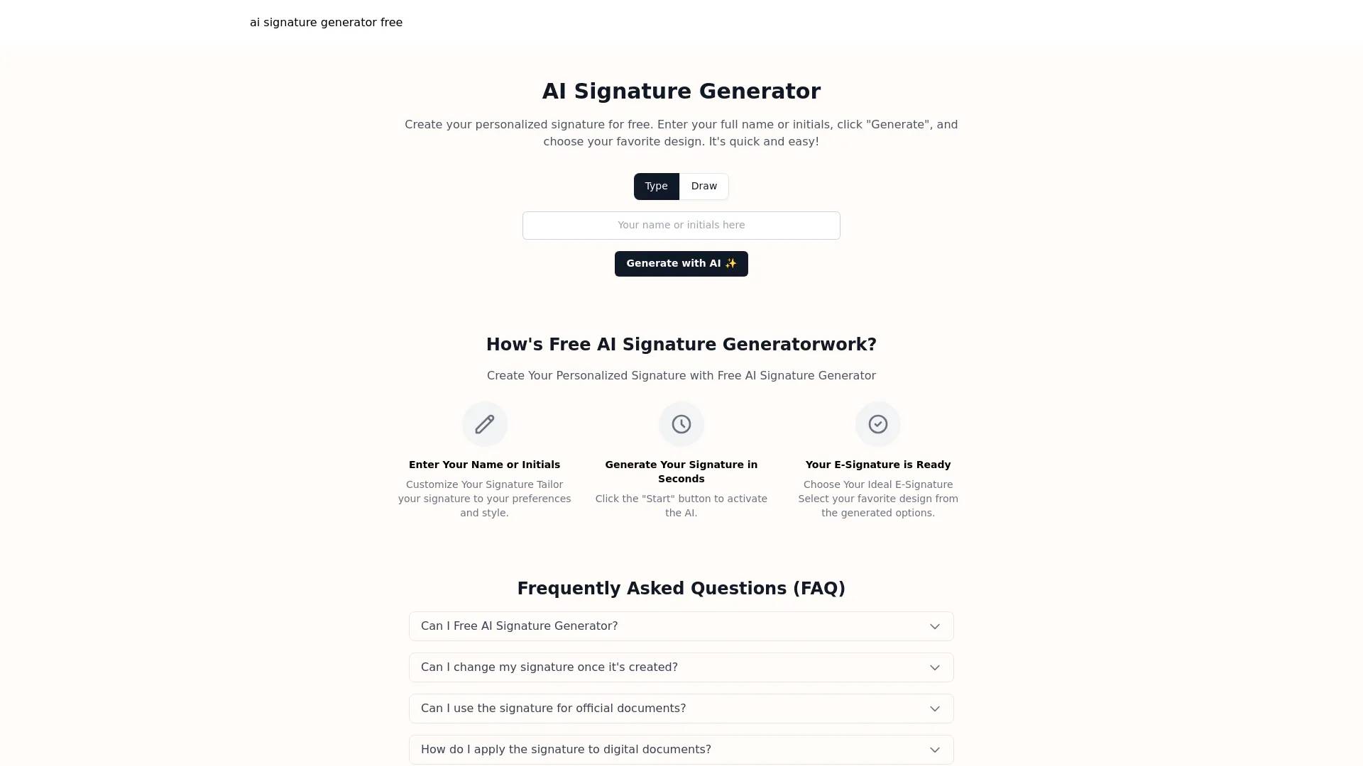 Free AI Signature Generator screenshot