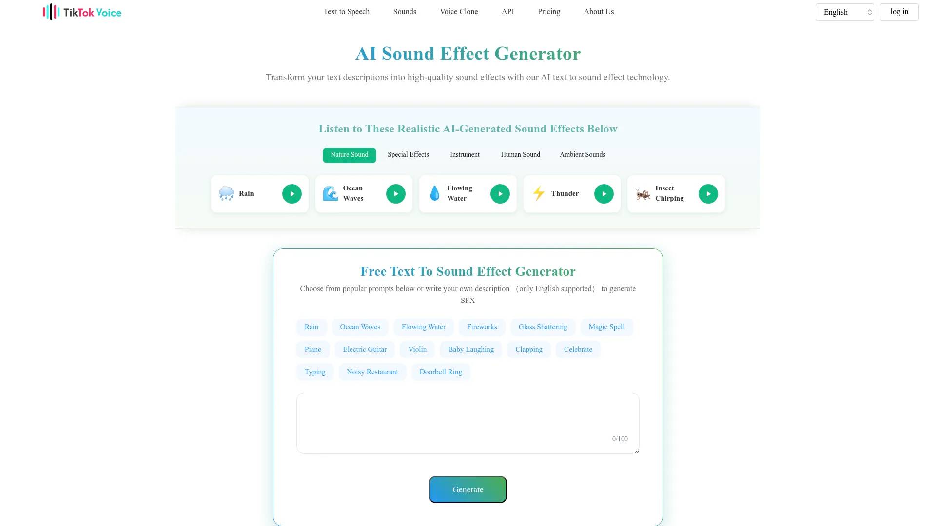 Free AI sound effect generator screenshot