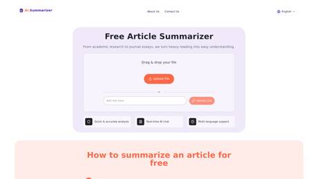 Free Article Summarizer – Get the Insights with Powerful AI screenshot