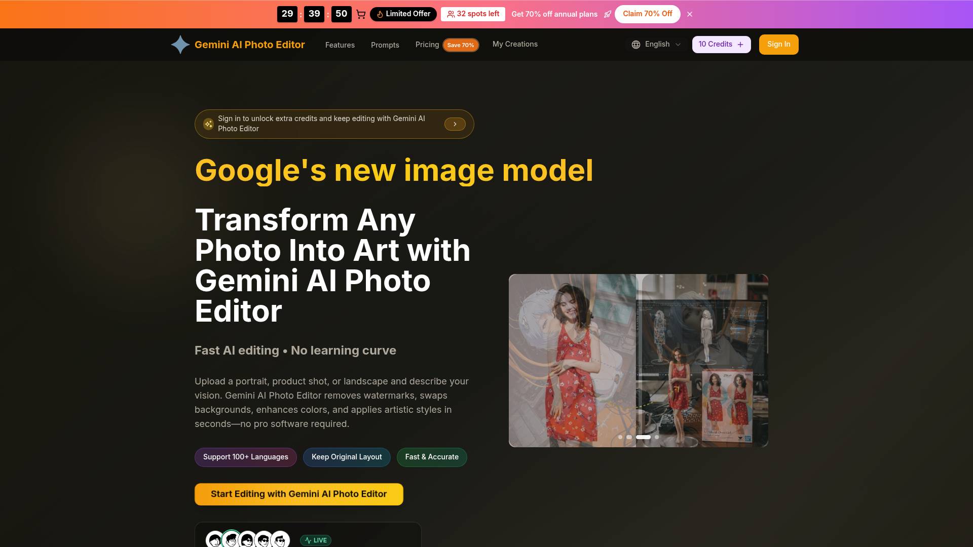 Gemini AI Photo Editor screenshot