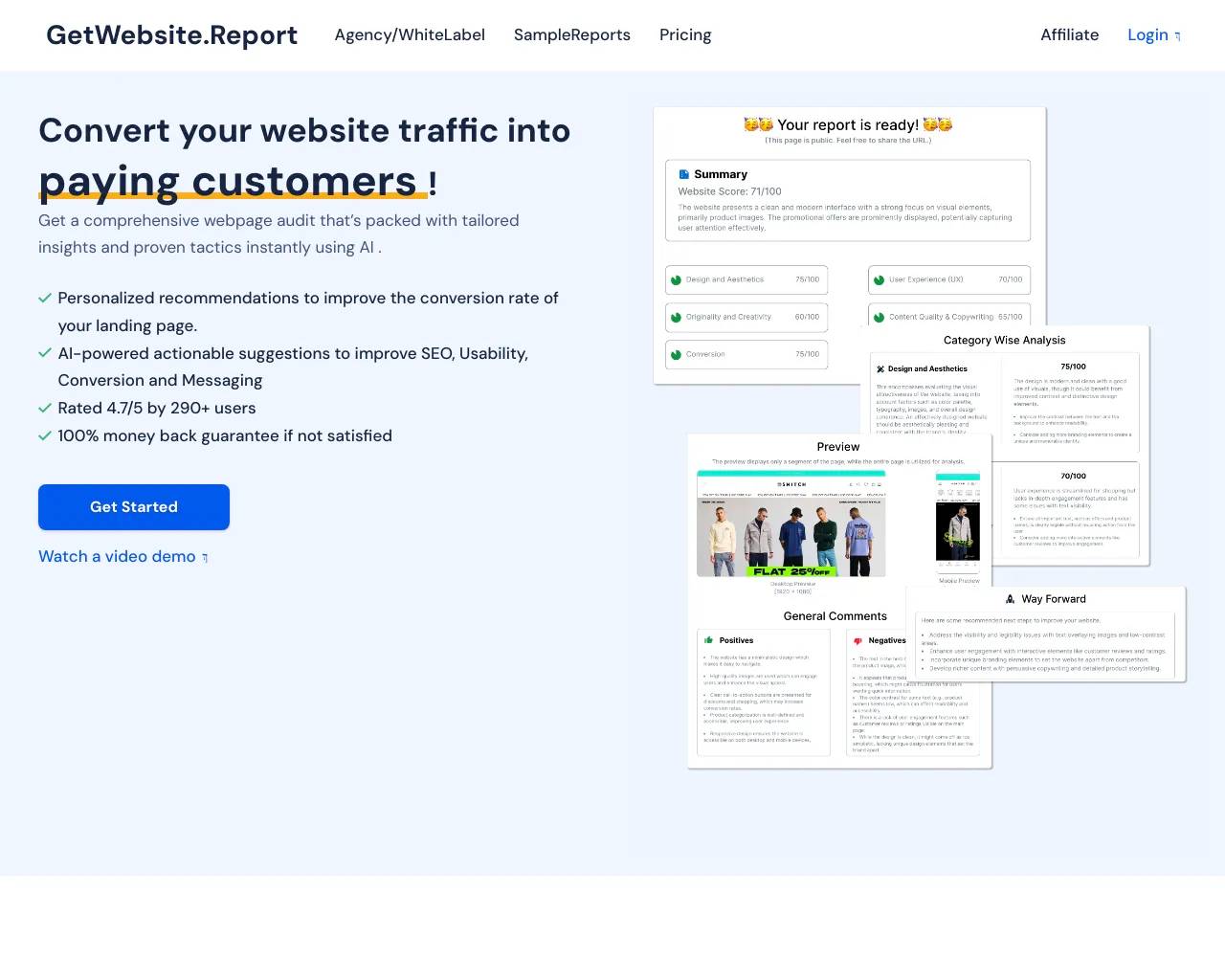 GetWebsite Report screenshot