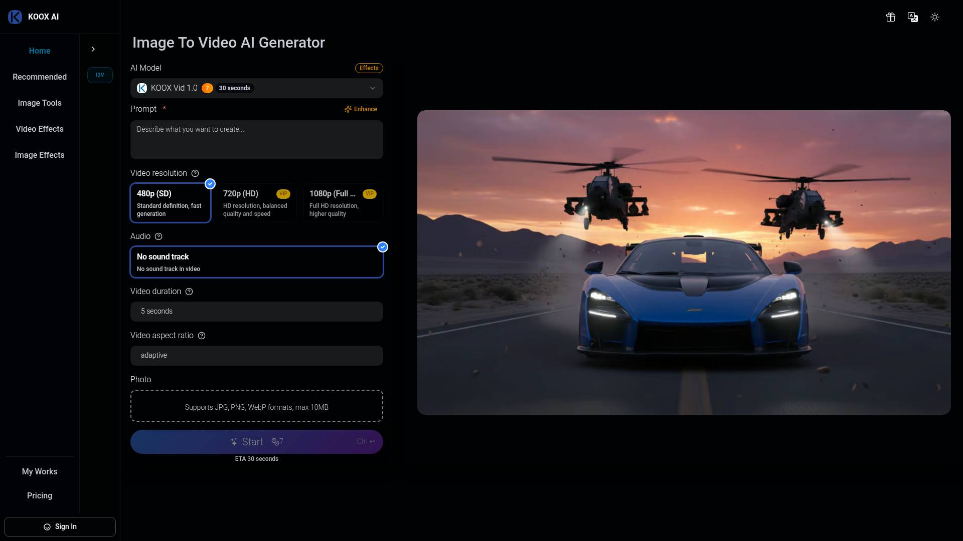 IMAGE TO VIDEO - KOOX AI screenshot