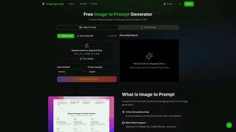 Image2Prompt - Free AI-powered tool for image analysis and AI image generation screenshot