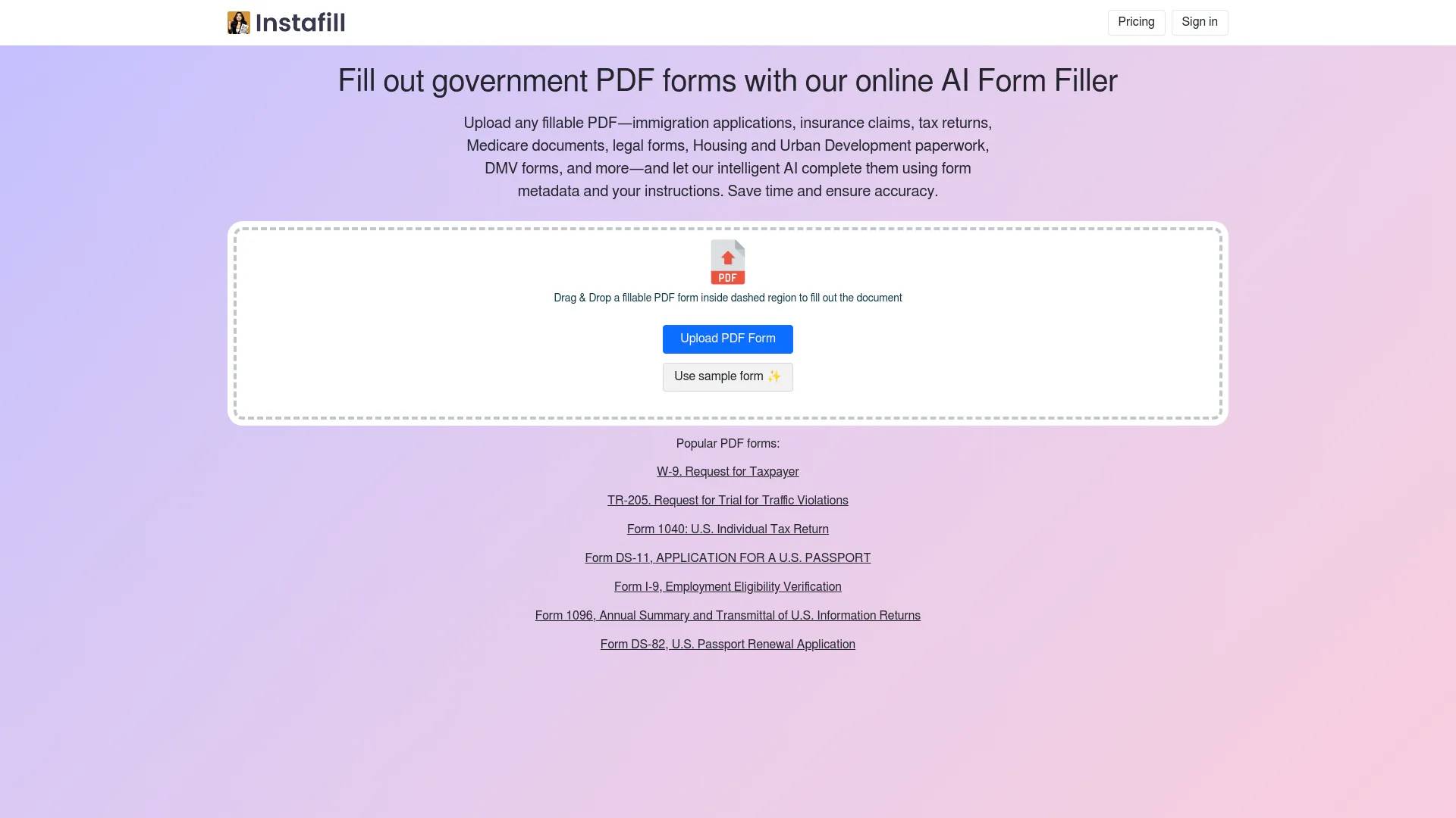 Instafill.ai screenshot