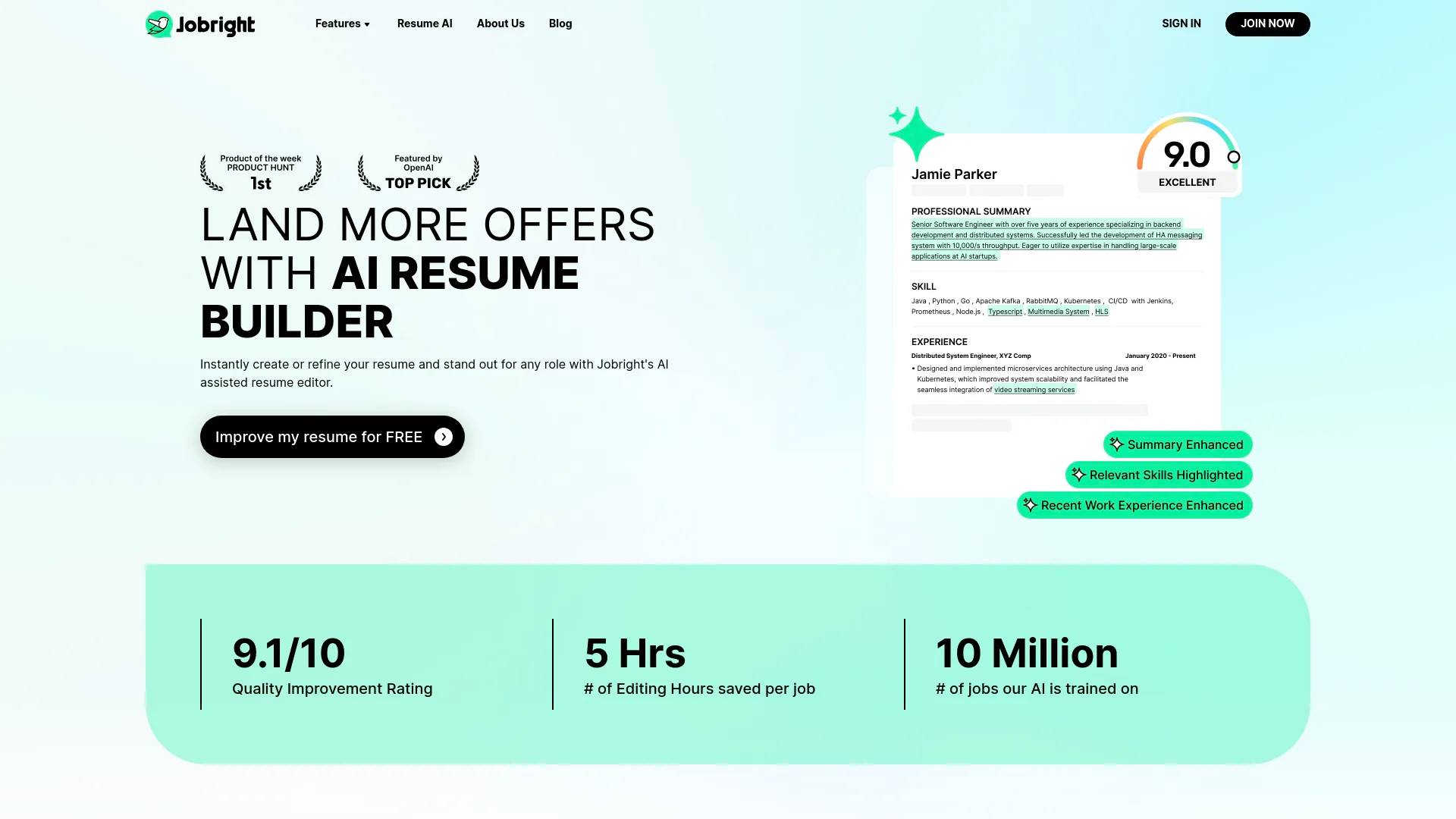 Jobright AI Resume Builder