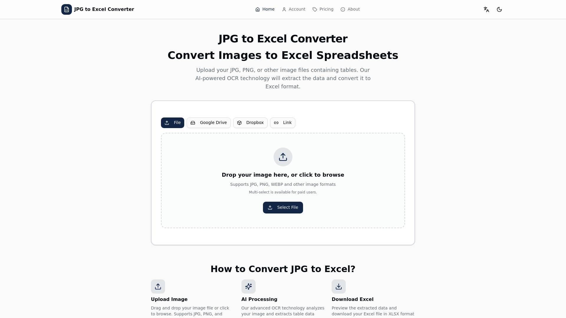 JPG To Excel Converter screenshot