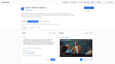 Kie.ai: Affordable and Stable Unofficial Sora 2 API screenshot