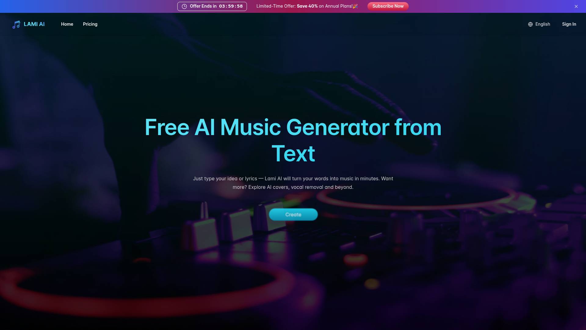 Lami.ai: Free AI Music Generator from Text screenshot