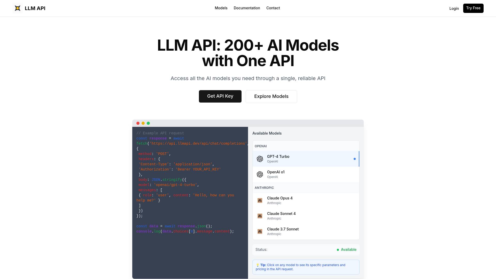 LLM API screenshot