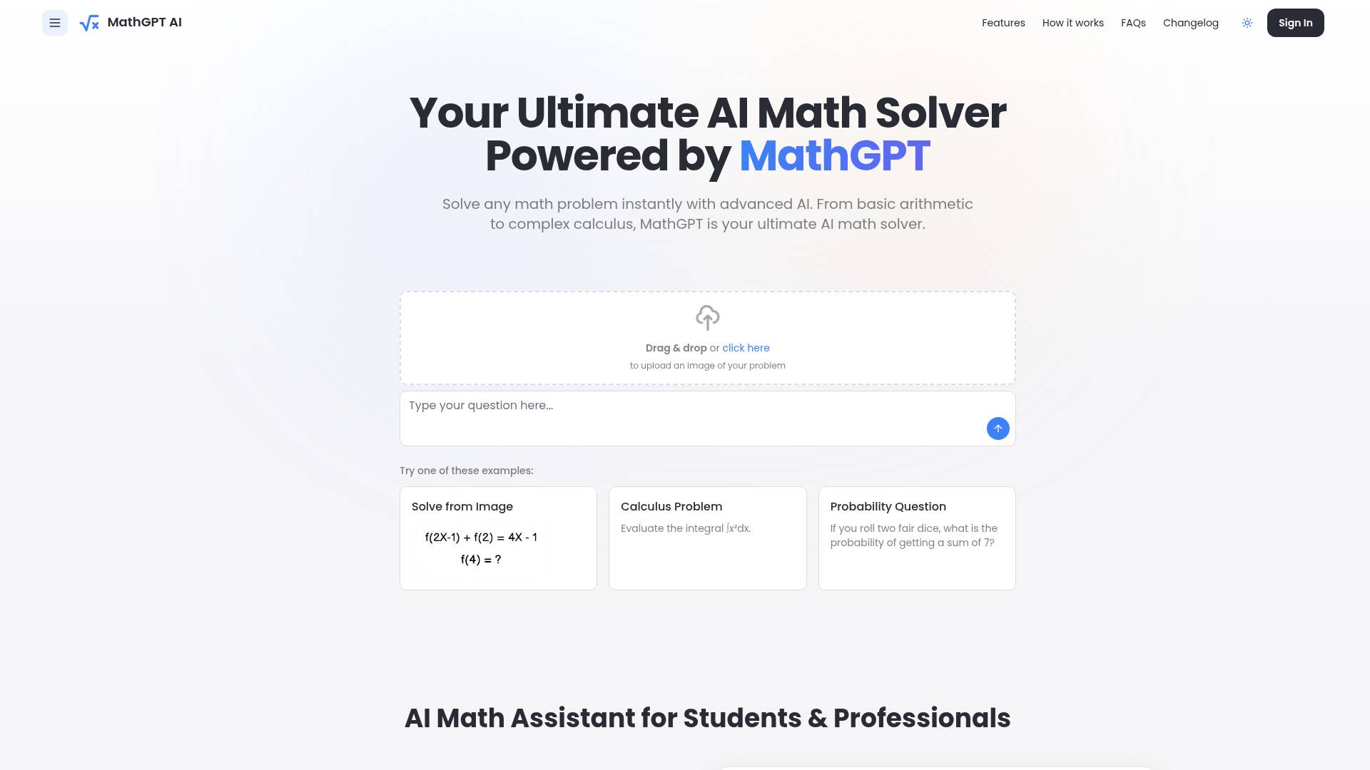 MathGPT screenshot