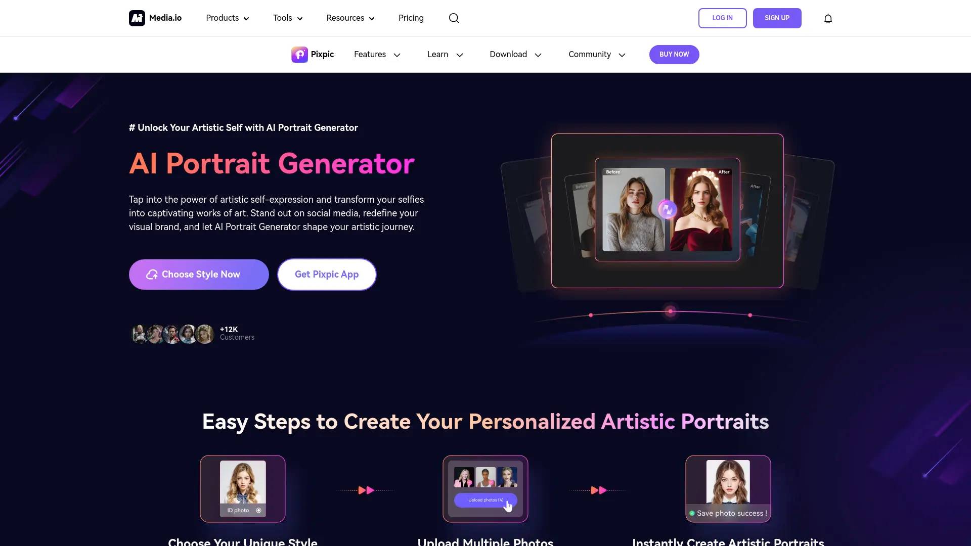 Media.io AI Portrait Generator screenshot