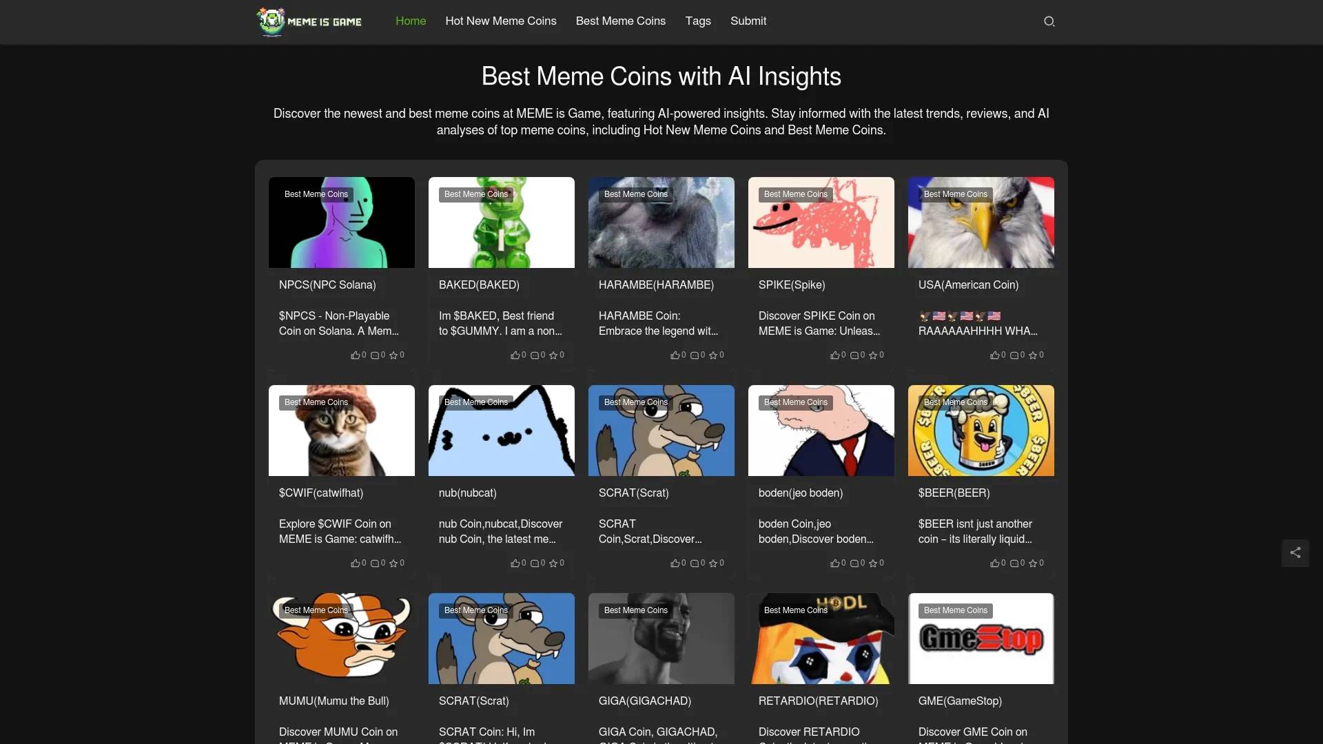 MEME Is Game - Best Meme Coins with AI Insights