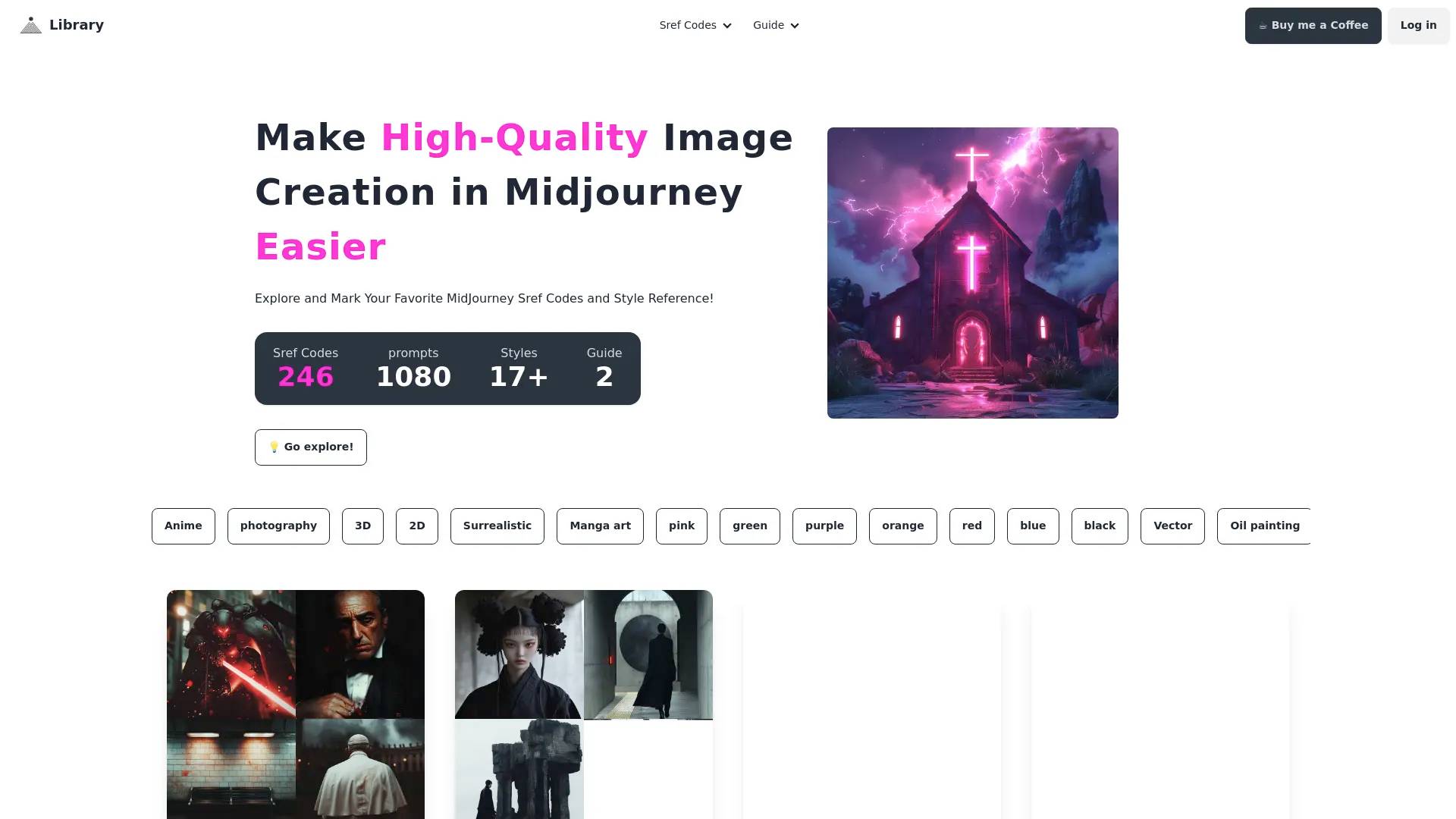 Midjourney SREF Codes Library and Guide for Style Reference screenshot