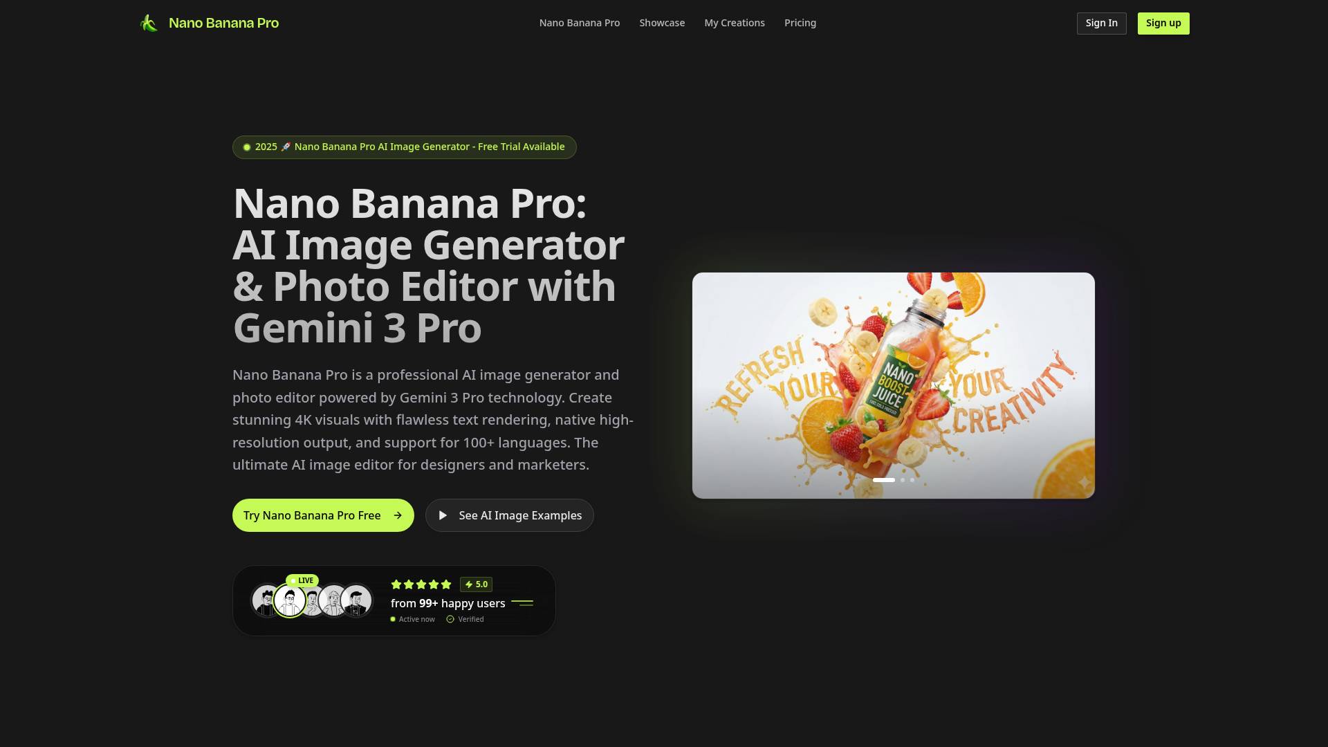 Nano Banana Pro Gemini 3 screenshot