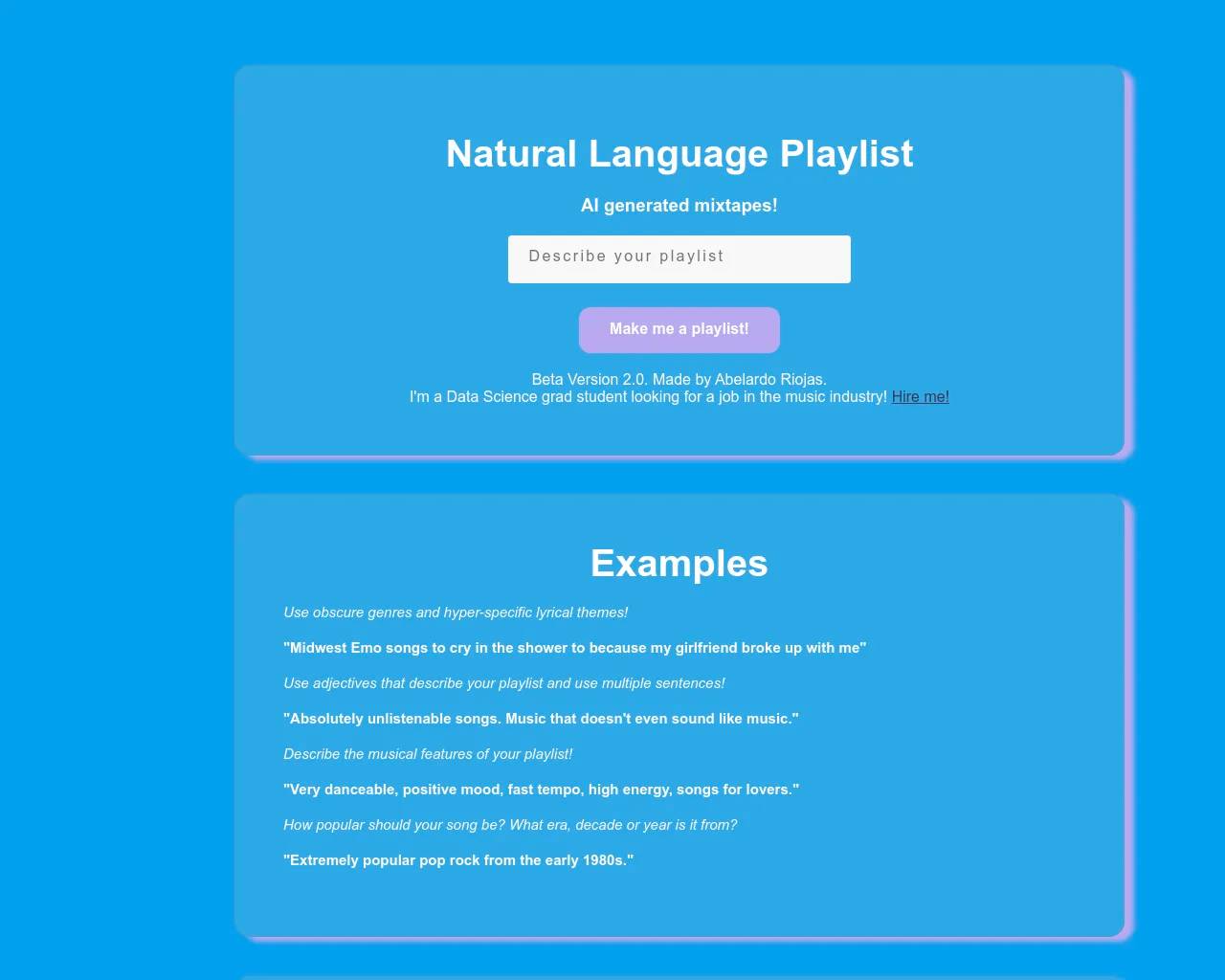 Natural Language Playlist screenshot