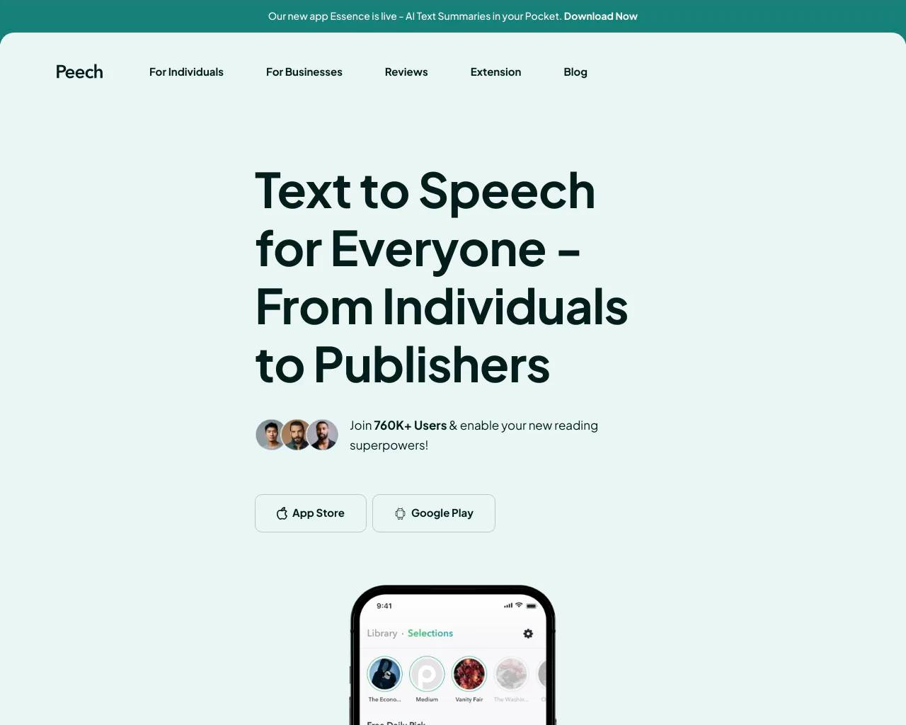 Peech - Text to Speech Reader screenshot