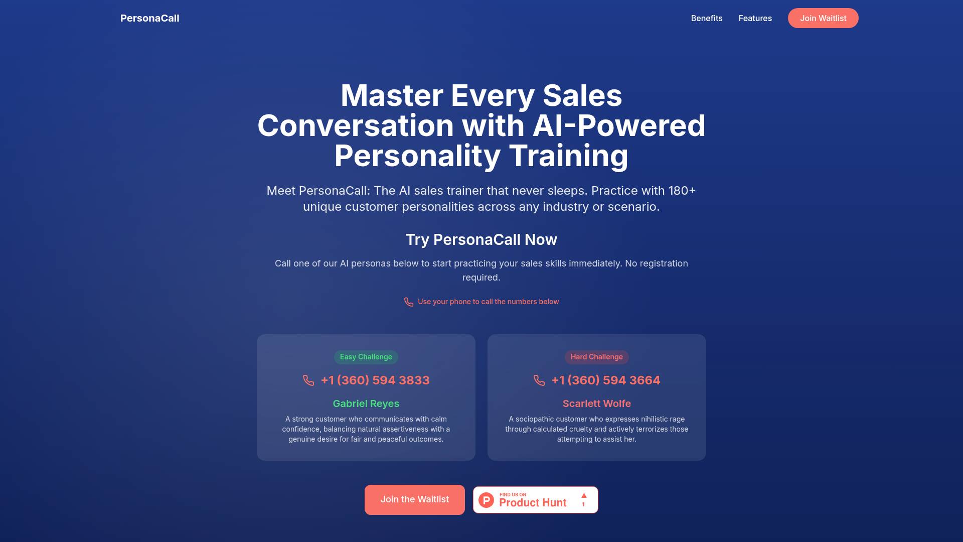 Personacall.com screenshot