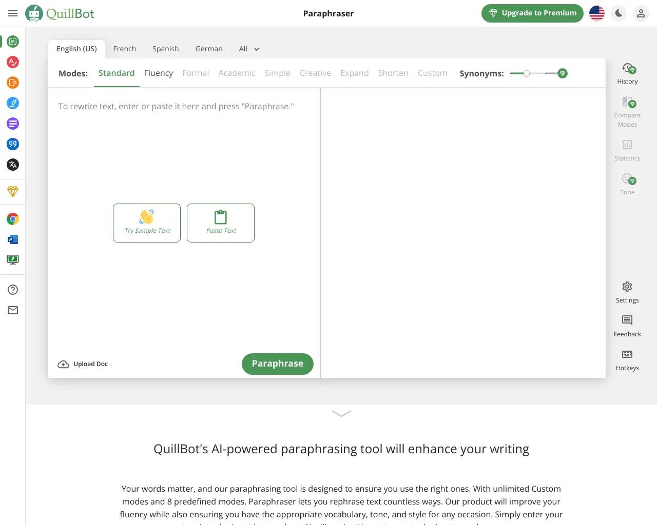 Quillbot Paraphraser screenshot