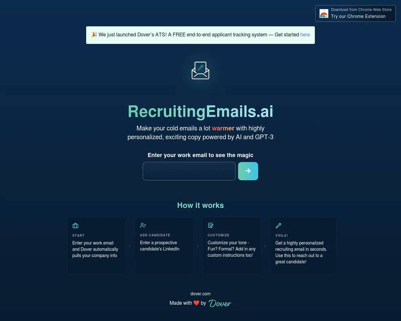 Recruiting Emails AI by Dover screenshot