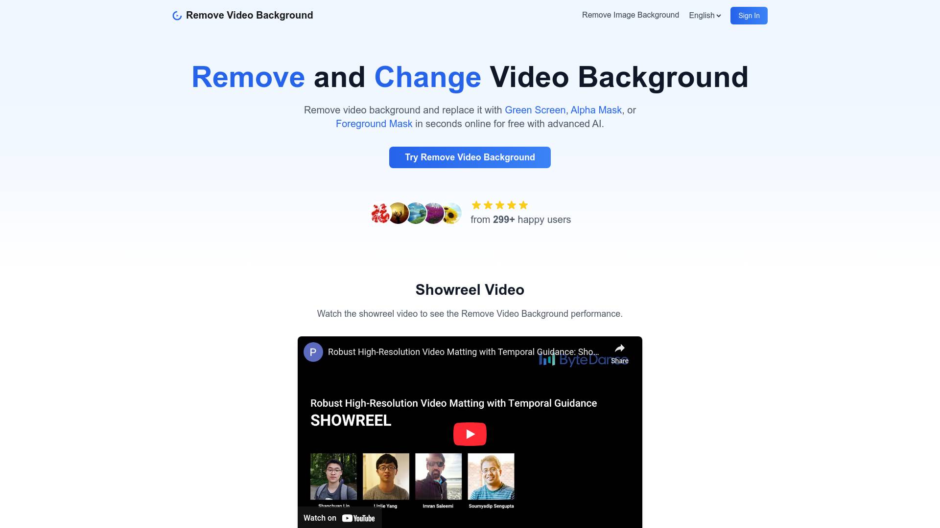Remove video background screenshot
