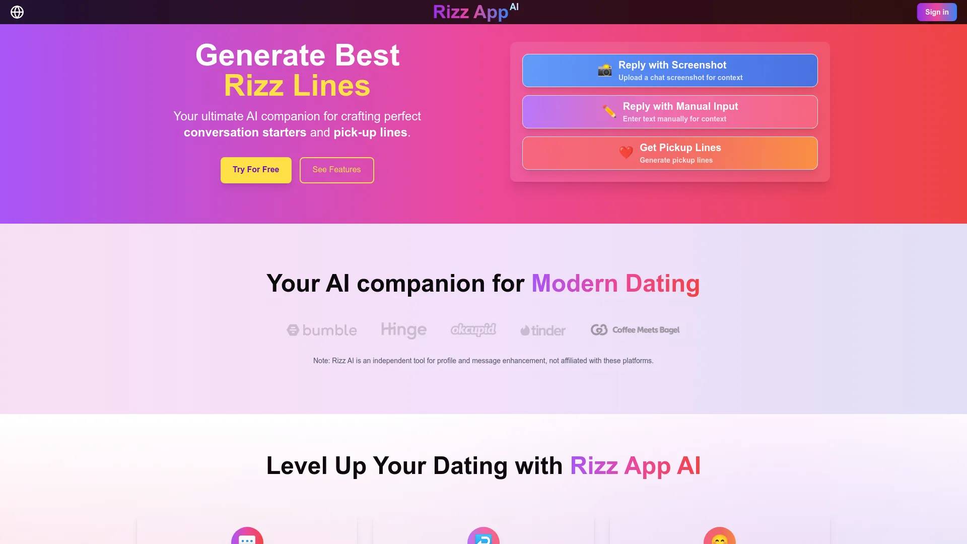 Rizz App AI screenshot