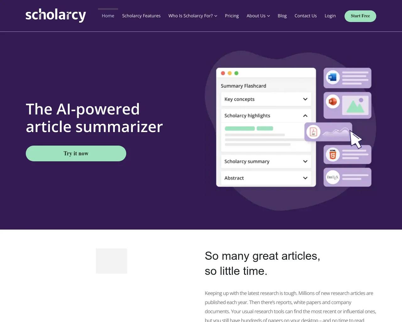 Scholarcy screenshot