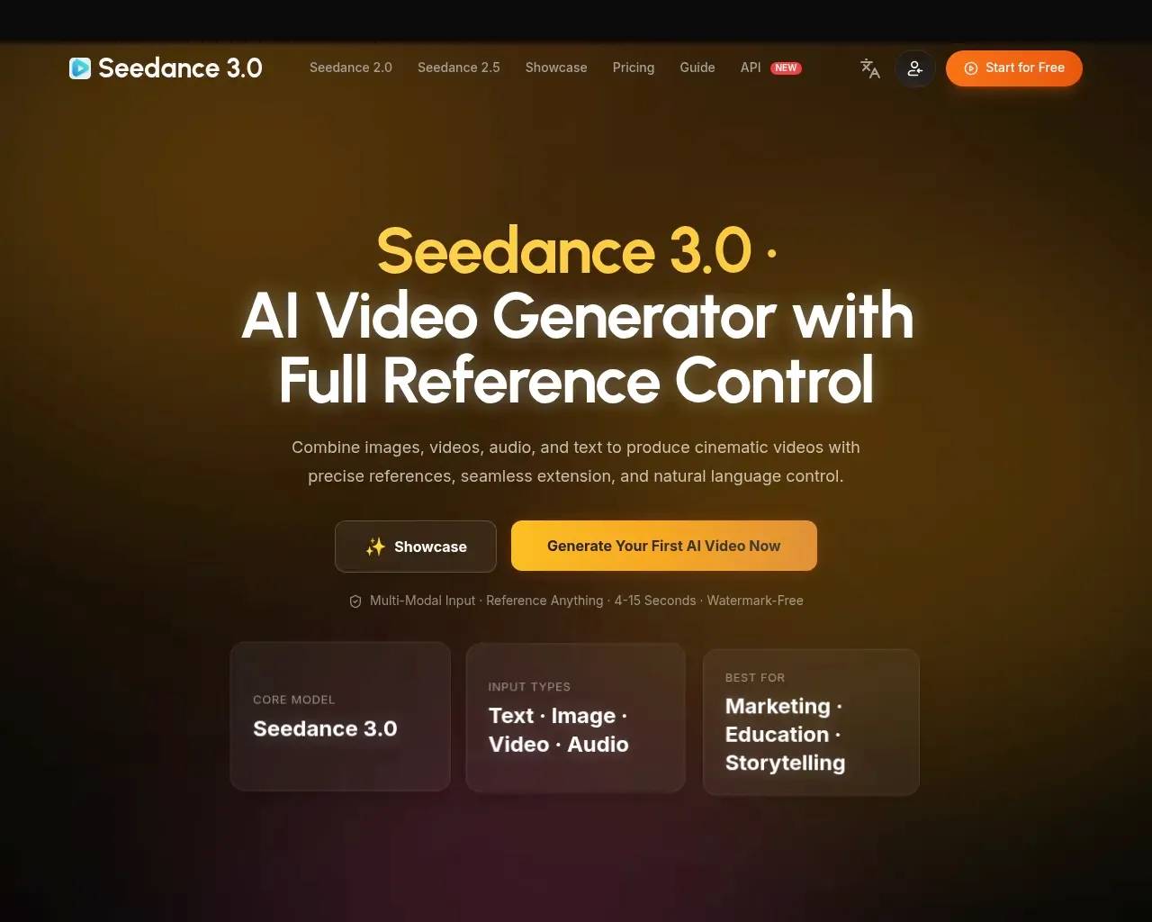 Seedance 3.0 AI Video Generator screenshot