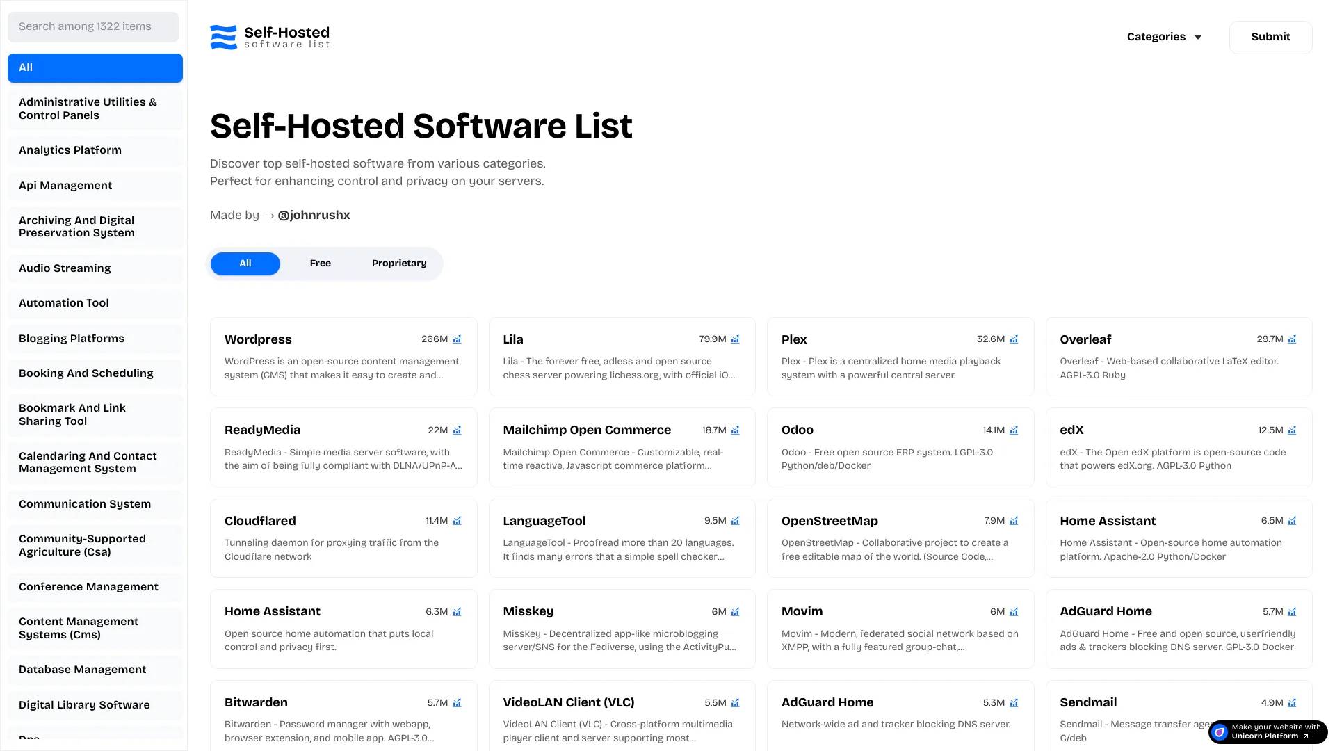 Self-Hosted Software List