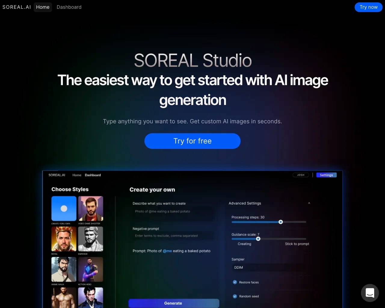 Soreal AI Studio screenshot