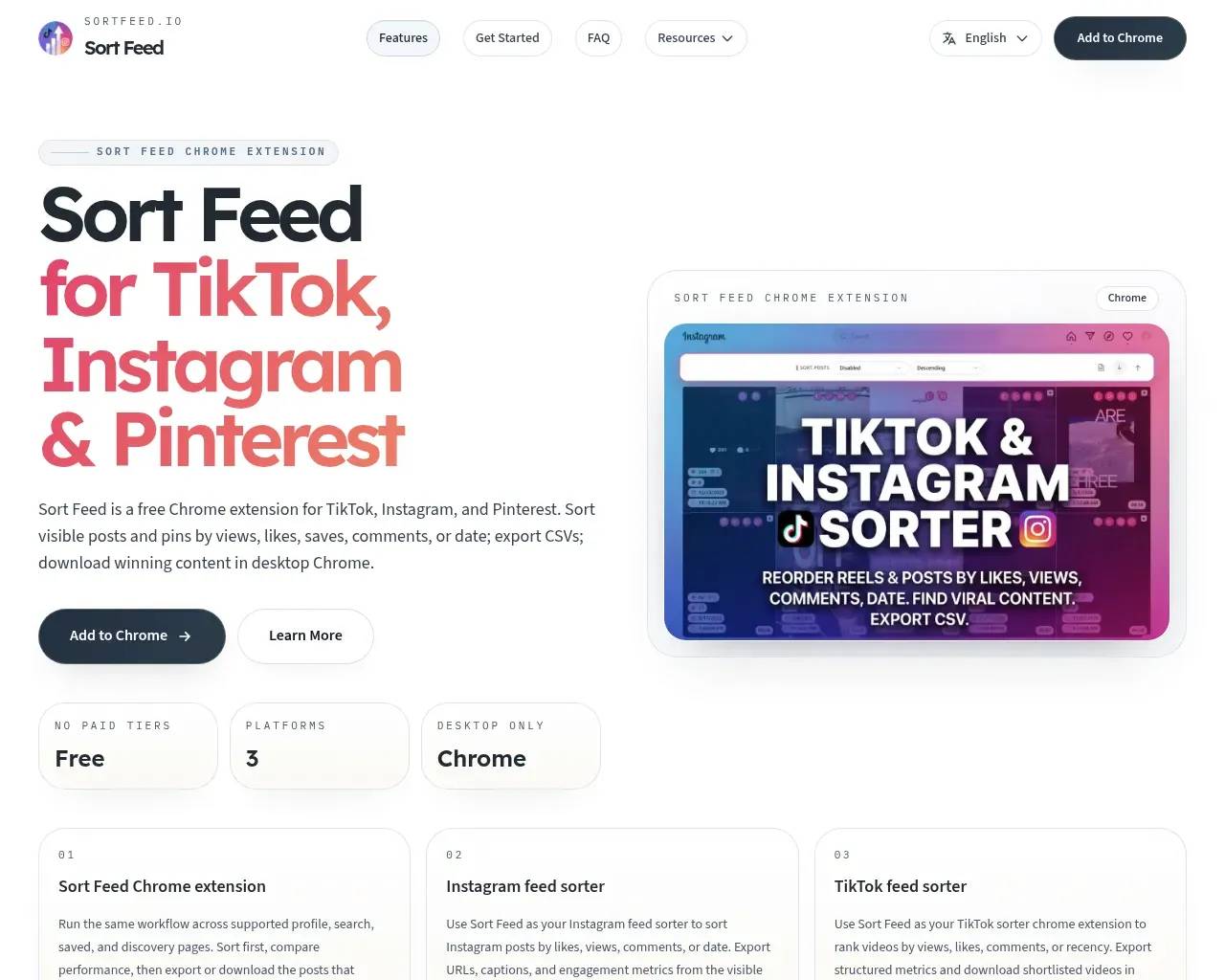 Sort Feed for TikTok, Instagram & Pinterest - SortFeed.io screenshot