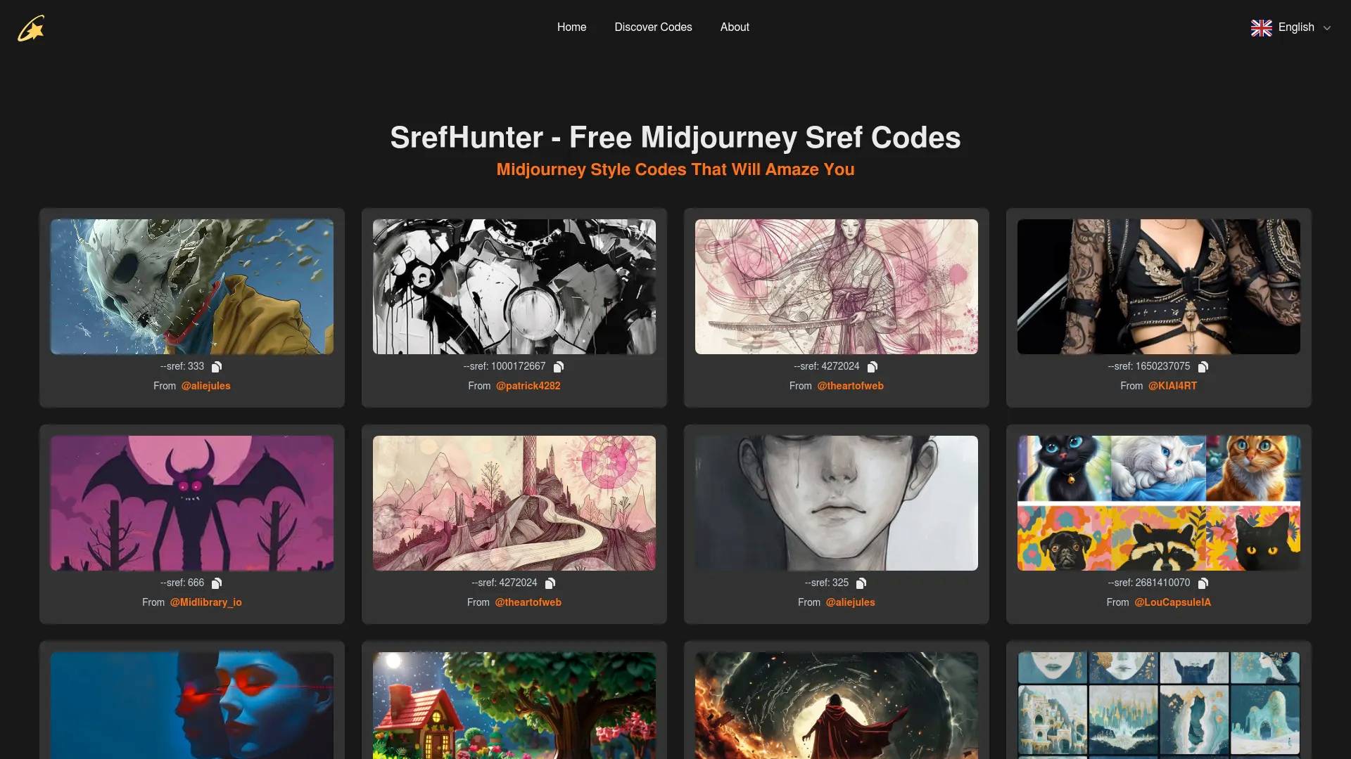 SrefHunter- Free Midjourney Sref Codes screenshot