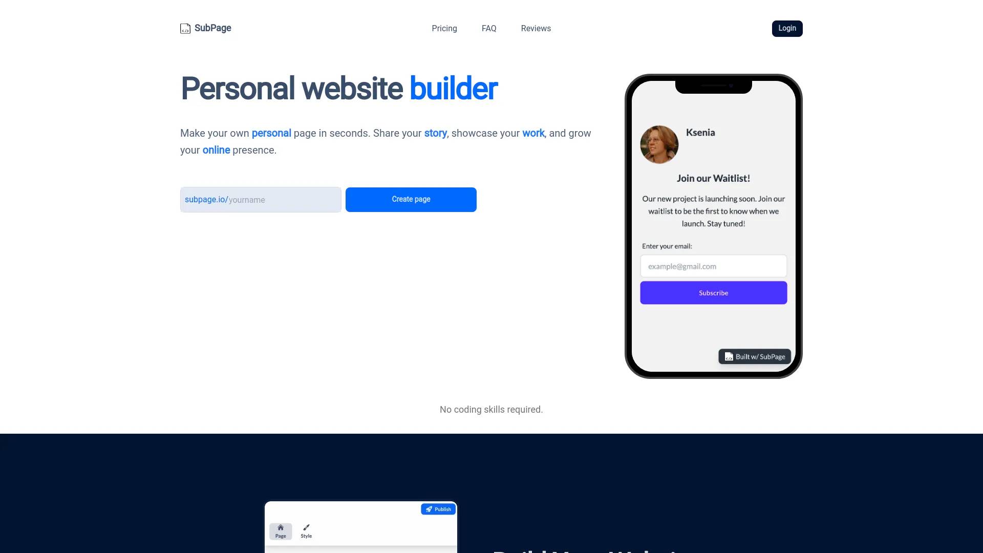 SubPage screenshot