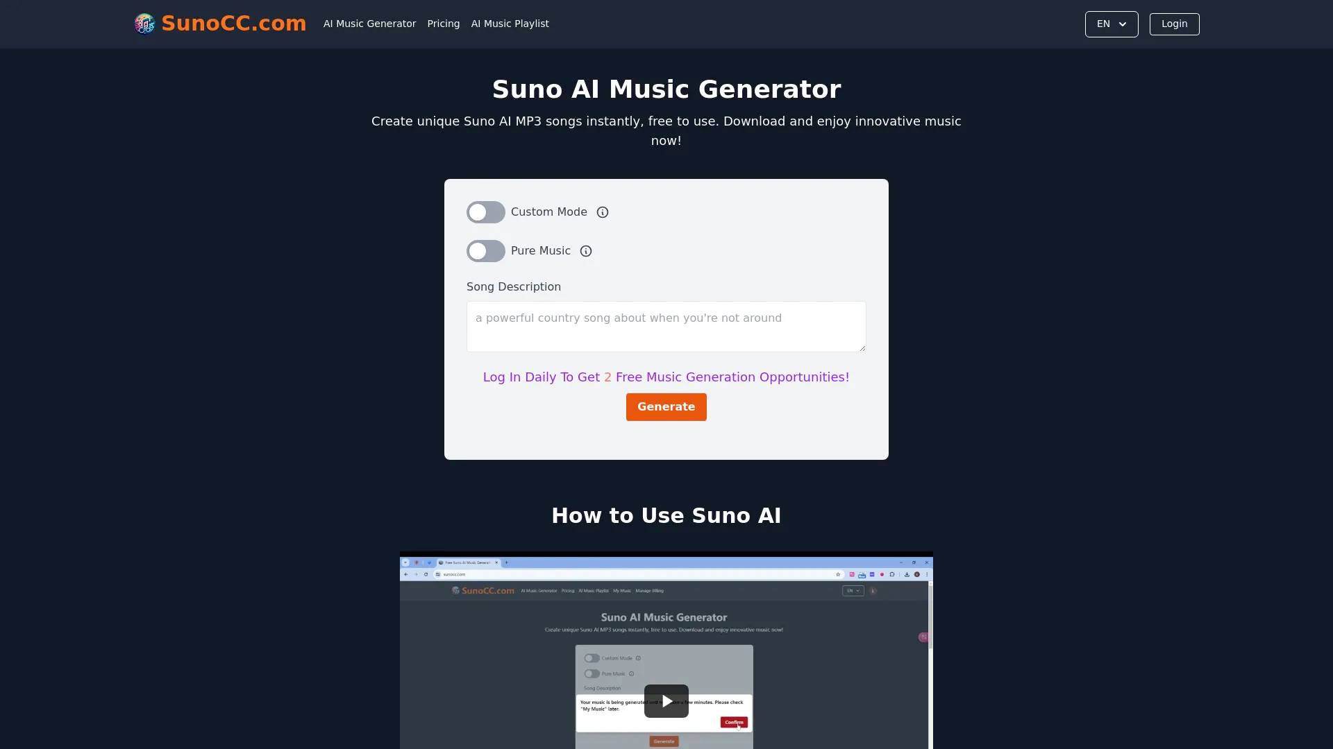 Suno AI Music Generator screenshot