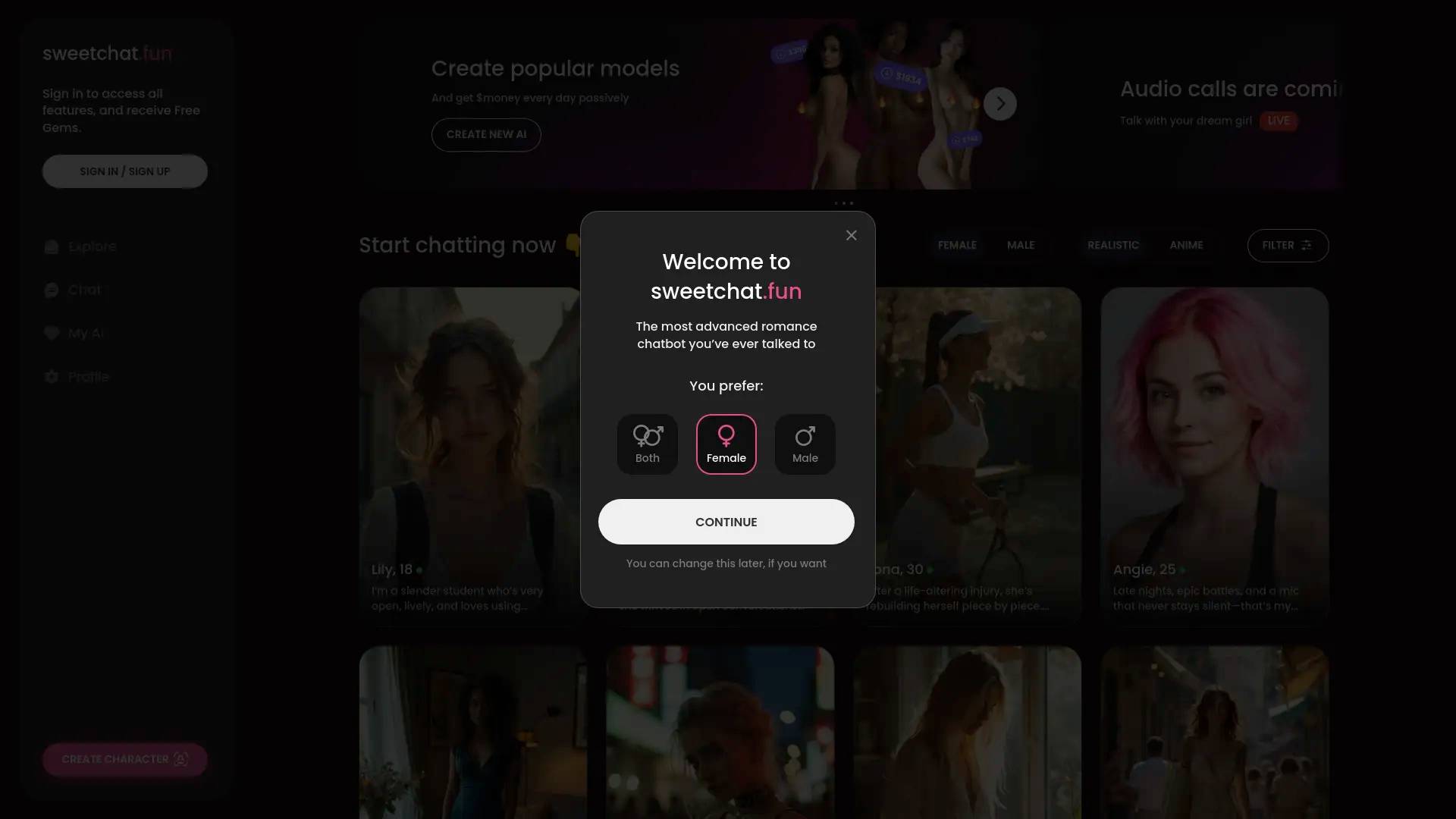 SweetChat screenshot