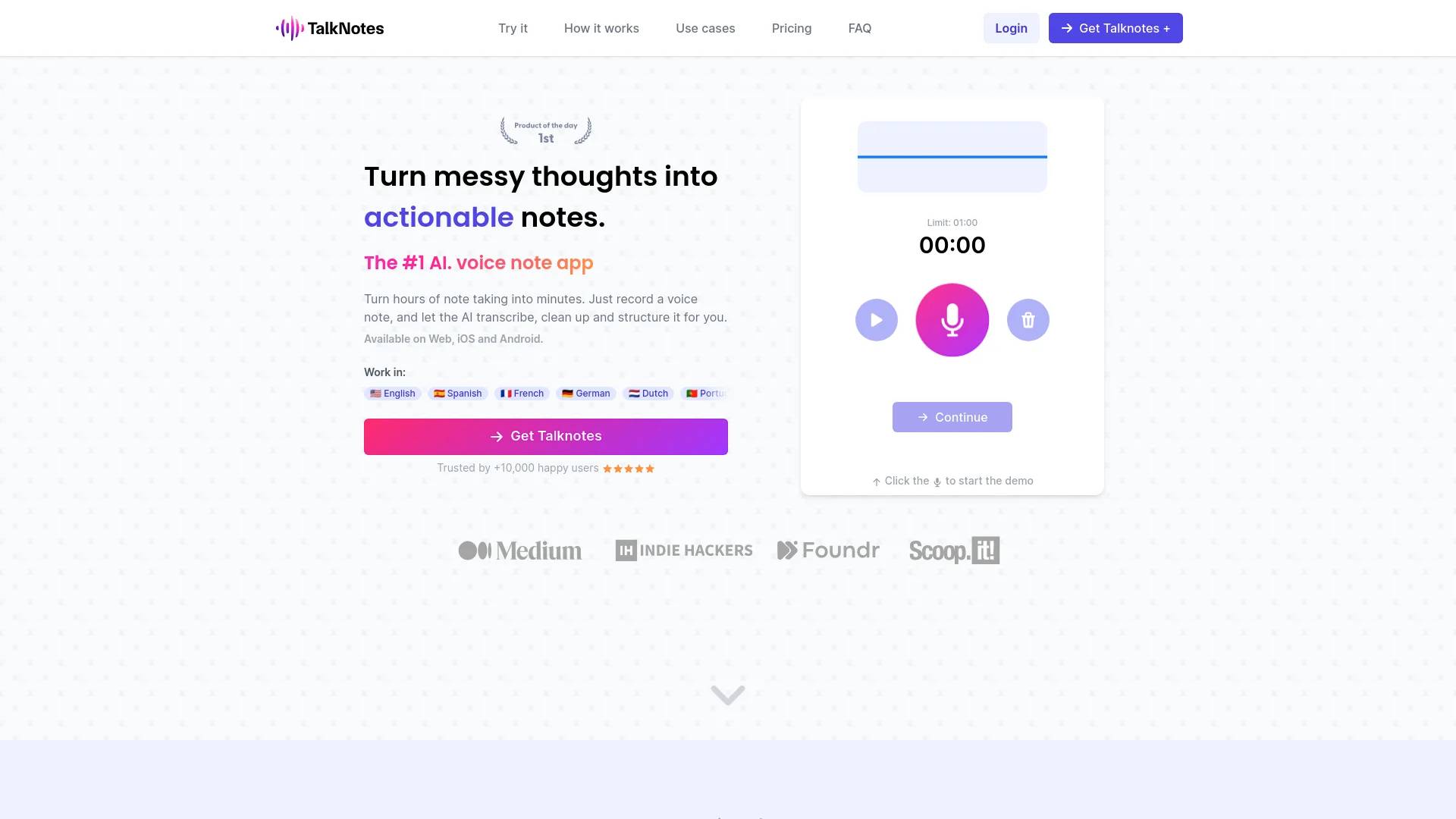 TalkNotes screenshot