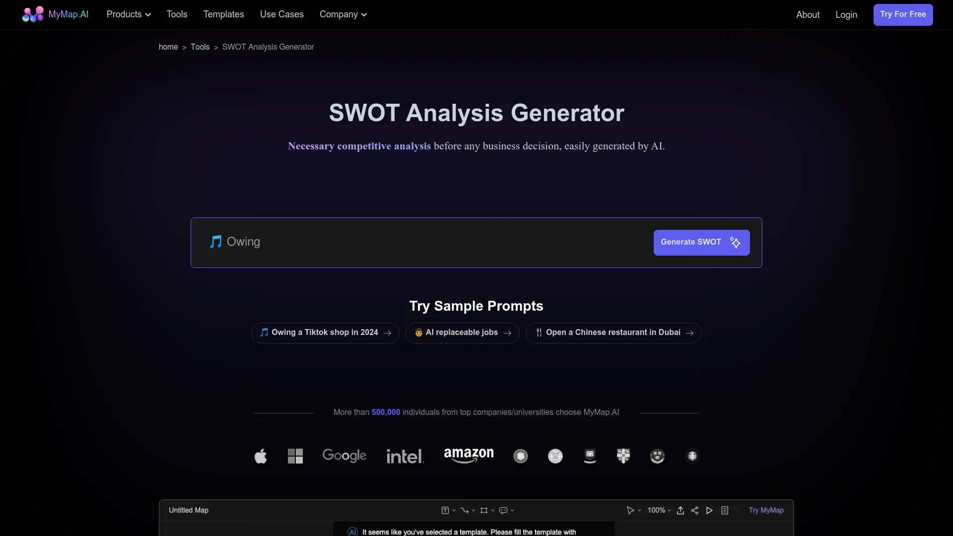 MyMap.AI Swot Analysis Generator