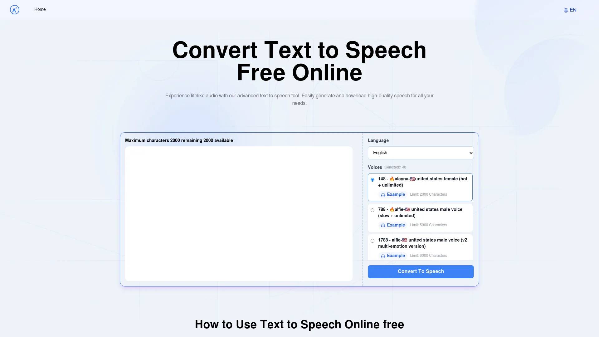 TexttoSpeech.im: Convert  Text to Speech Free Online