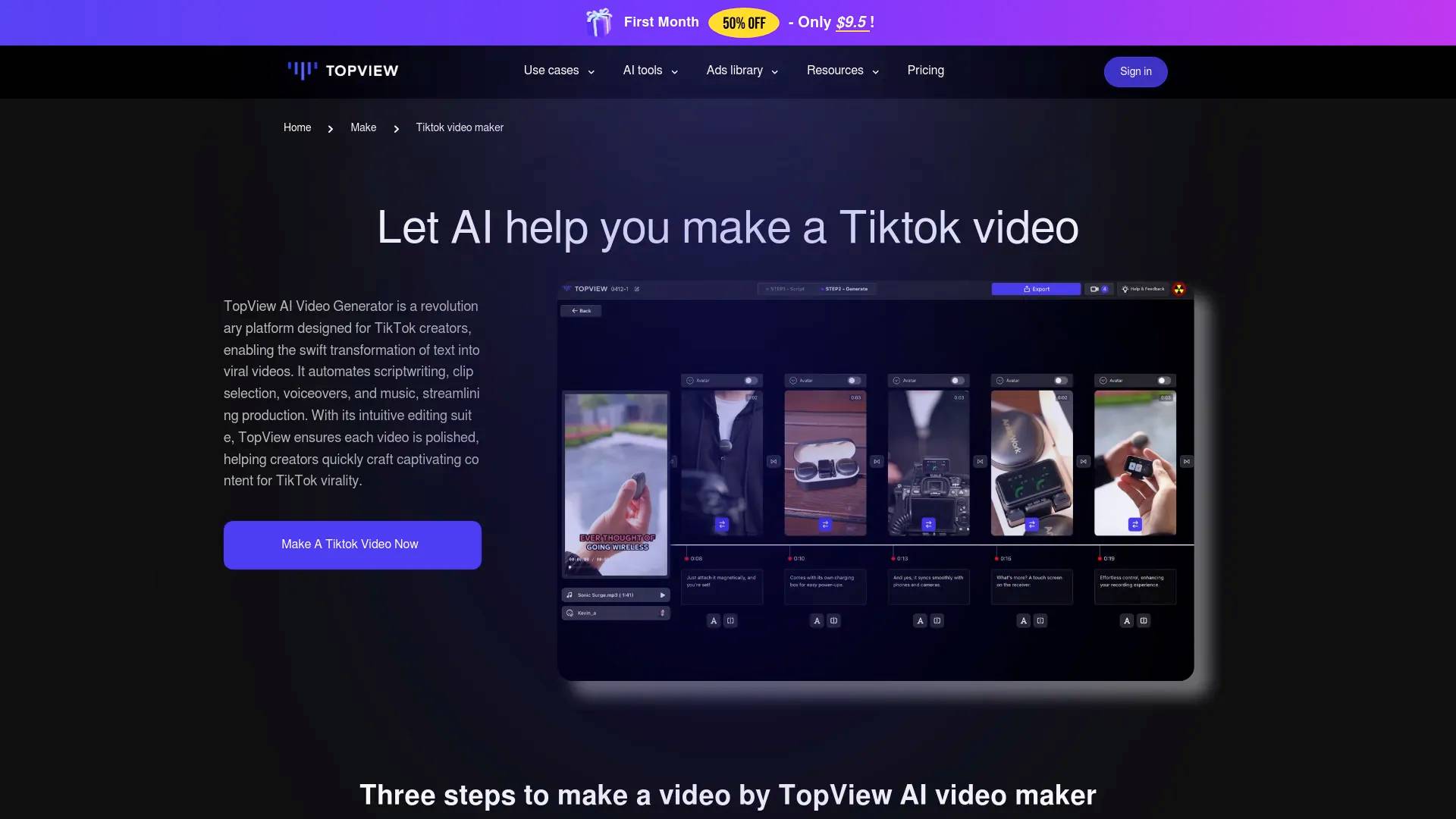 Topview AI TikTok Video Generator