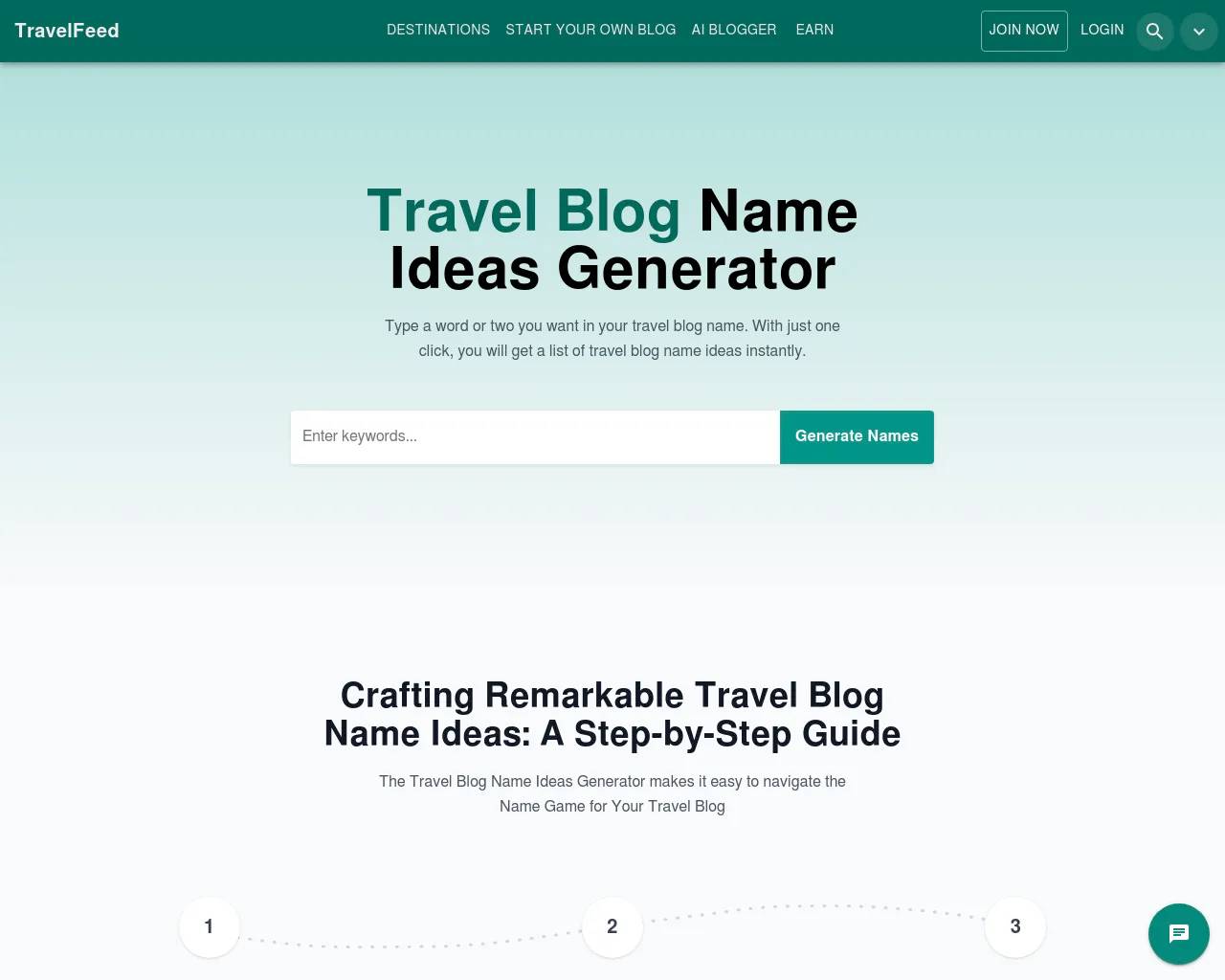 AI Collection Travel Blog Name Ideas Generator Travel Blog Name 