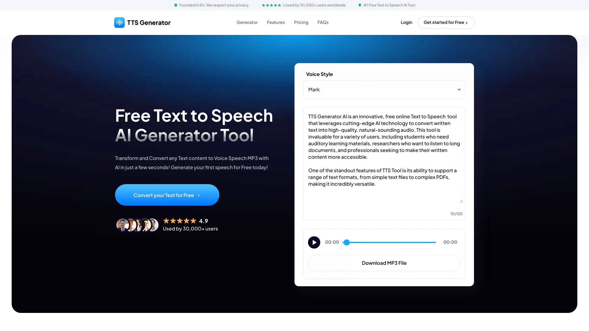 TTS-Generator com - Конвертируйте любой текстовый контент в Voice Speech  MP3 с помощью искусственного интеллекта всего за несколько секунд бесплатно  - Информация, информация о ценах и альтернативах