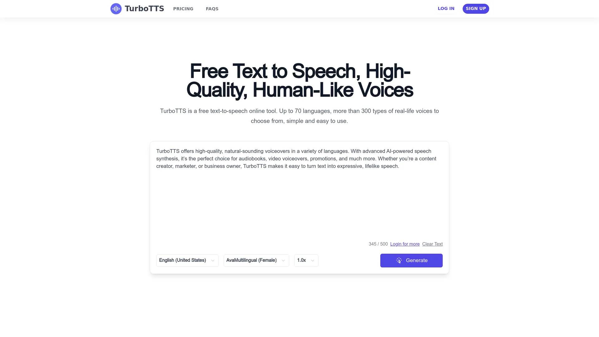TurboTTS screenshot