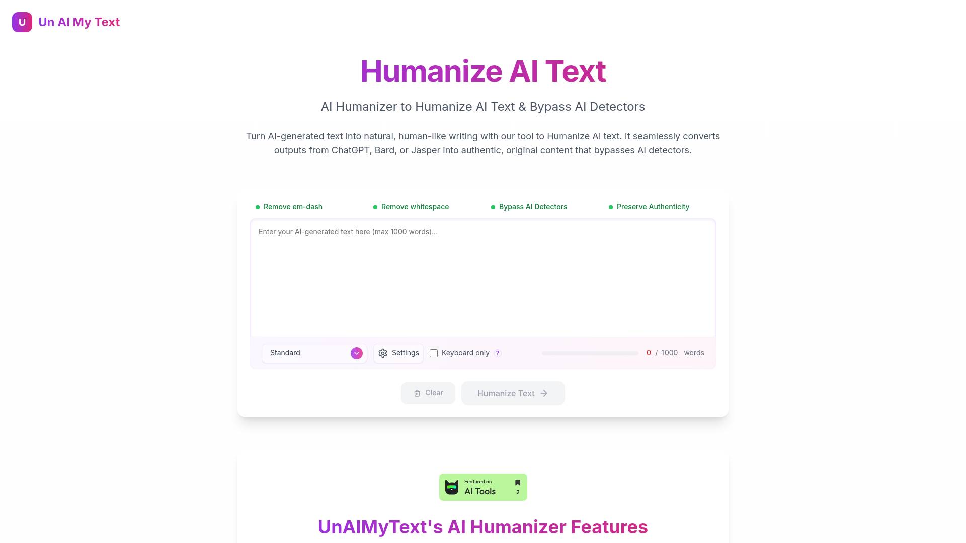 UnAIMyText screenshot