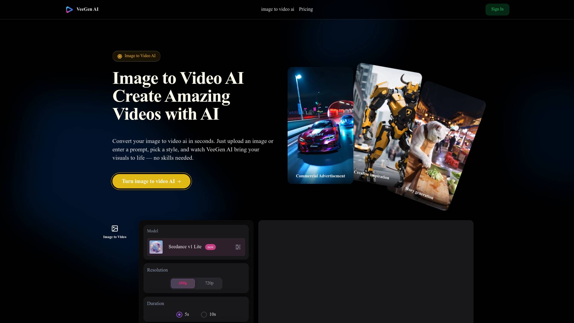 VeeGen AI - Free image to video AI screenshot